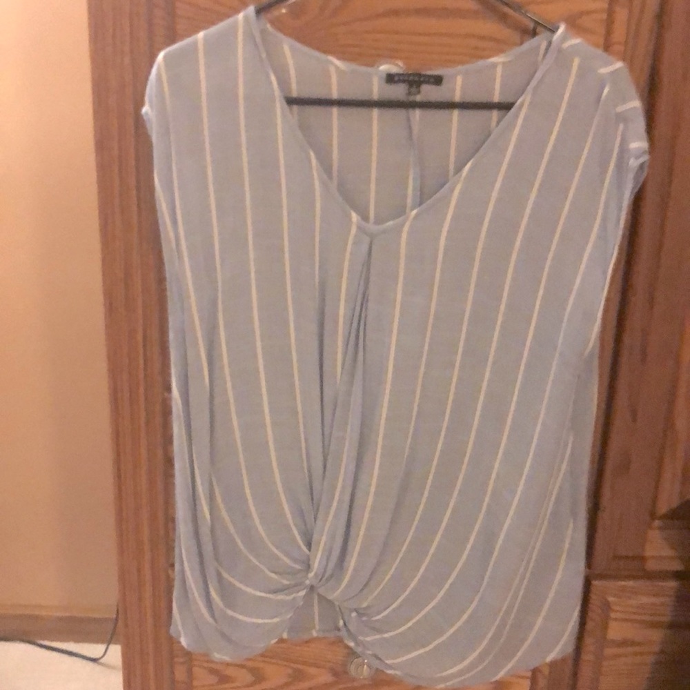 Light blue and white striped blouse